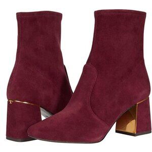 Tory Burch Burgundy Suede Ankle Boots - Size: 5 & 6.5